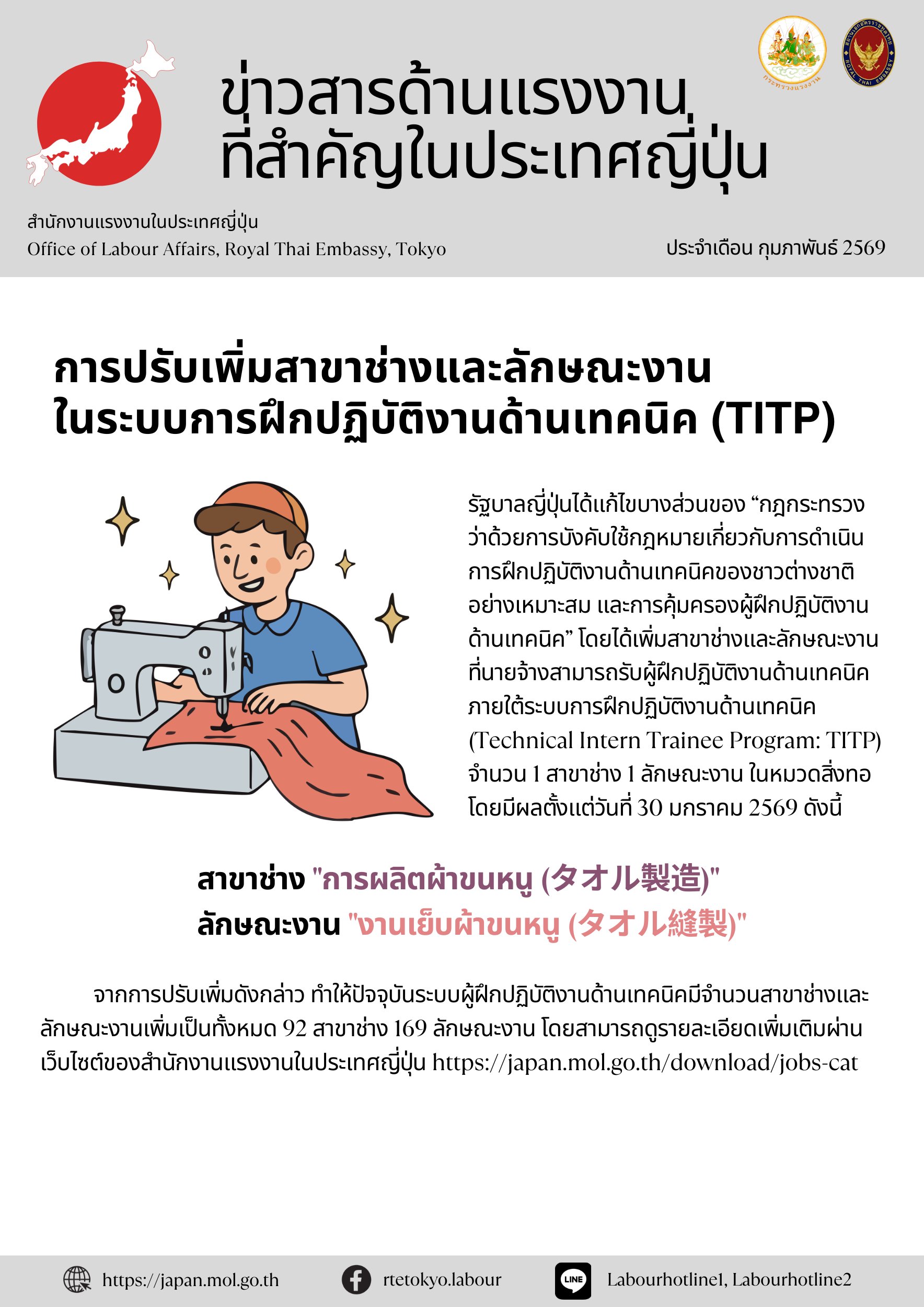 ข่าวสารด้านแรงงานที่สำคัญประจำเดือนกุมภาพันธ์ 2569